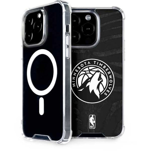 NBA Minnesota Timberwolves Black Animal Print iPhone 15 Pro MagSafe Case